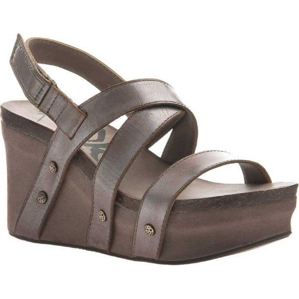 OTBT Sail in Pewter Leather Ankle Strap Wedge Sandal Women's sizes 6.5,7,10 NEW!